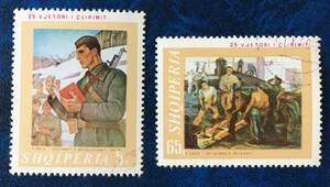 【絵画切手】アルバニア 1969年 アルバニア解放25周年 2種 押印済み