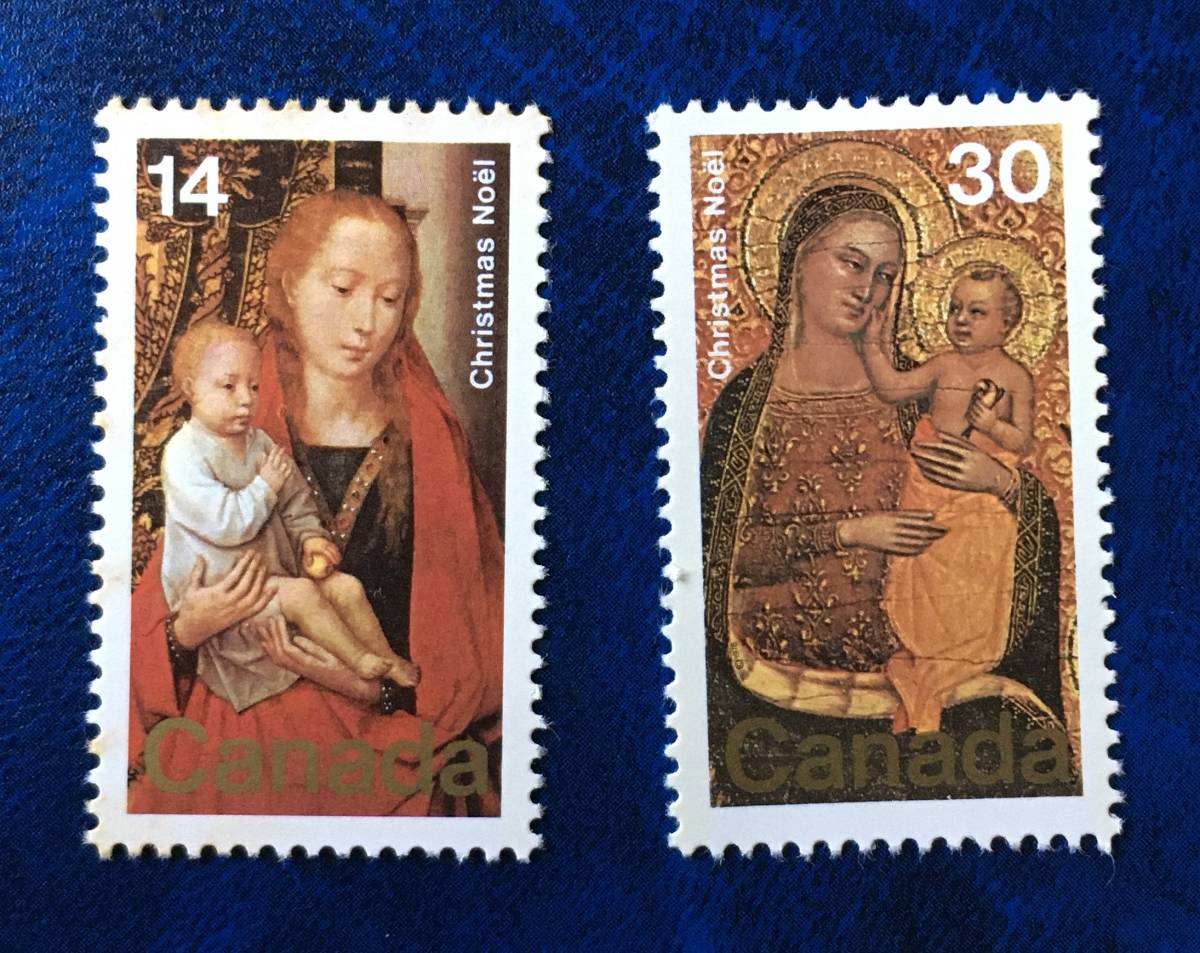 [طوابع الصور] كندا 1978 طوابع عيد الميلاد نوعان (سانت أنتوني, المتبرعة مادونا والطفل) نوعان غير مستخدمين, العتيقة, مجموعة, ختم, بطاقة بريدية, أوروبا