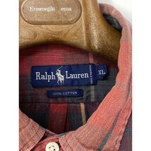 A8465/美品 春夏 POLO RALPH LAUREN ポロ・ラルフローレン コットン チェック ボタンダウン 長袖 ワークシャツ XL赤 モーリシャス製/メンズ_画像8