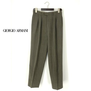 A7529/ビンテージ 美品 春夏 GIORGIO ARMANI アルマーニ 白タグ テーパード スラックス パンツ トラウザーズ M程 カーキ/メンズ スーツ用