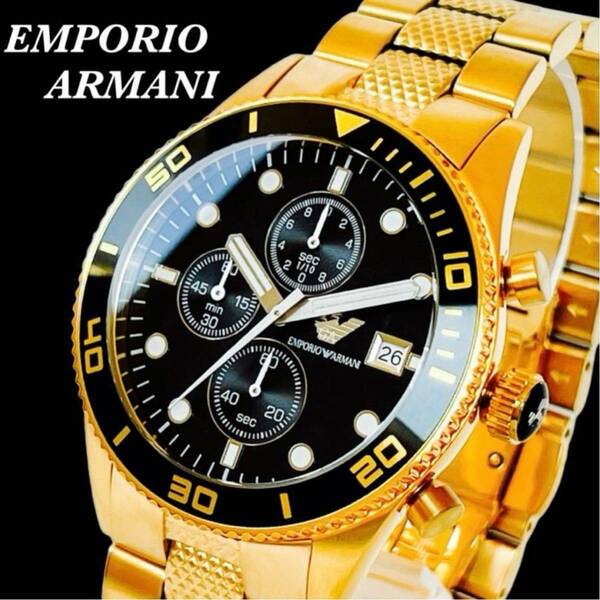 未使用品！エンポリオ・アルマーニ メンズ腕時計 AR5857 ゴールド 金