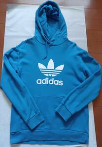 ★☆adidas♪アディダス★パーカー付きトレーナー★長袖☆ブルー★プルオーバー☆青★ターコイズ☆M★☆