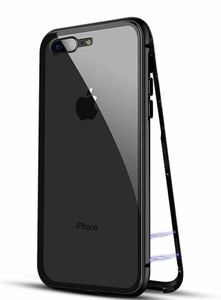 iPhone 8 Plus / 7 Plus用の磁気金属フレーム処理ガラスケース (色 : ブラック)