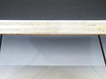 ◆(NS) 昭和レトロ 木製 折り畳みテーブル ミニ机 簡易テーブル 高 約25㎝ 横 約45㎝ 奥 約6.5㎝ 白 花柄 家具 インテリア雑貨_画像4