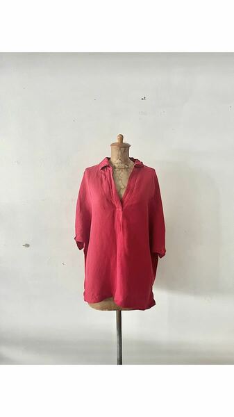 【美品】Traditional Weatherwear　リネンレーヨンシャツ　赤