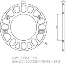 超軽量鍛造製スペーサー5ミリ　黒　4H/5Ｈ　98～114.3　超特価1　少量ですが入荷しました。お早めによろしくお願いします。_画像6