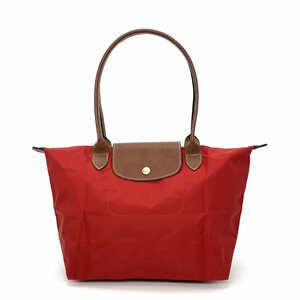  не использовался LONGCHAMP Long Champ rup задний -ju большая сумка ручная сумочка нейлон кожа красный красный 