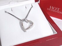 ◆未使用◆HOT DIAMOND ホットダイヤモンド*スターリングシルバー925*ネックレス*ハーフポイントダイヤ4P*ハートモチーフ*ペンダント*箱付_画像1