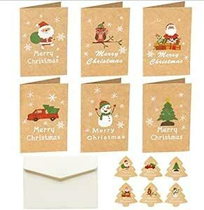 クリスマスカード 封筒付き シールステッカー付き 【10.5CMX7CM】 可愛いクリスマスカード12枚 可愛いクリスマスシールス
