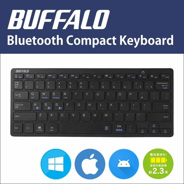 Buffalo Bluetooh コンパクトキーボード for Win,Mac,Android...