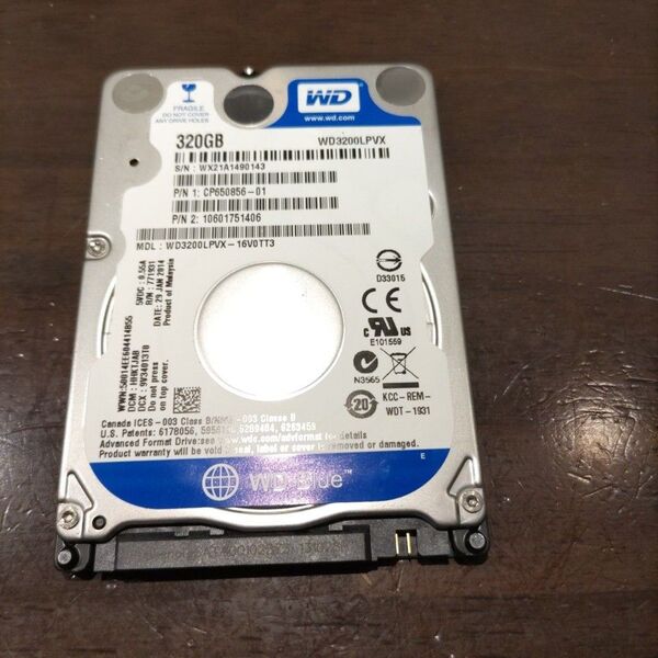 2.5インチ ハードディスク WD Blue 320GB 5400RPM SATA