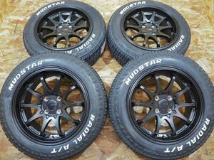 ★マッドスター★195/65R15 7J+30 4H100 新品 逆ゾリ 人気ホワイトレター 1台分 ロッキー ライズ プロボックス サクシード リフトアップ BK