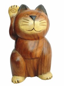 ■☆アジアン雑貨　木彫りのネコちゃん (CAT-11)
