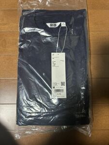 【新品size M】UNIQLO U クルーネックTシャツ （長袖） ネイビー ユニクロ ポケット付き ロンT ロングスリーブ