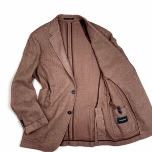 定価30万/ツイード生地●Ermenegildo Zegna エルメネジルドゼニア メンズ カシミヤ混 テーラードジャケット 2B 48 L ブラウン 黒タグ