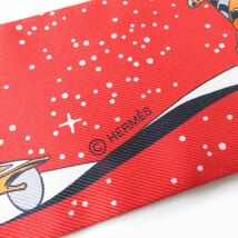 未使用品☆正規品 HERMES エルメス Space Derby スペースダービー ツイリー シルク100％ スカーフ レッド フランス製 タグ・箱付き_画像6