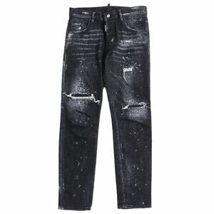 【ドンドン見直し】美品●22AW ディースクエアード SKATER JEAN S74LB1186 ラインストーン デニムパンツ/ジーンズ ブラック 44 正規品