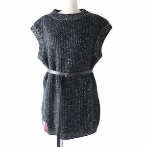  unused goods * regular goods 23AW Louis Vuitton 1AC32E lady's felt wool knitted Mini dress | One-piece belt attaching black × white M regular price 279400 jpy 