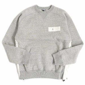 極美品 DIOR ディオール オム sacai 213J643A0750 コットン 裏起毛 ロゴワッペン トレーナー スウェット グレー S イタリア製 正規品