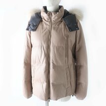 極美品 Brunello Cucinelli ブルネロクチネリ オールレザー FOXファー・フード付 ZIP UP ダウンジャケット ピンクベージュ 40 伊製 正規品_画像1