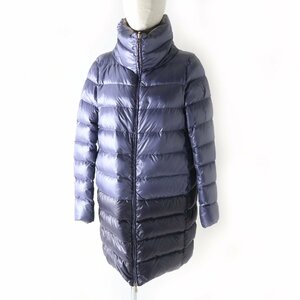 美品 Herno ヘルノ PI0368D リバーシブル ZIP UP ボトルネック ロングダウンコート パープル ベージュ 44 正規品 レディース