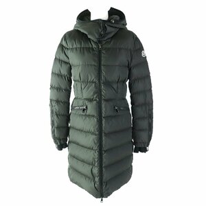 極美品 MONCLER モンクレール BETULONG ロゴワッペン付き フーデッド ダウンコート カーキ 1 国内正規品 レディース