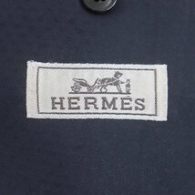 極美品 HERMES エルメス 2017年製 G19851 ウール シルク 本切羽 シングル テーラードジャケット ネイビー 48 イタリア製 正規品 メンズ_画像7