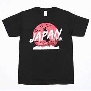 記念Tシャツ JAPAN 侍シルエット 日の丸Tシャツ 黒 東京Tシャツ（M）