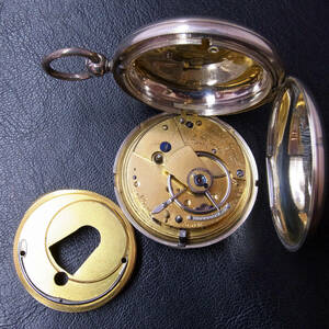 古懐中時計 英国 Frodsham 鍵巻き 銀側 両蓋 Silver 