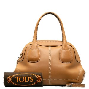  Tod's stitch handbag shoulder bag 2WAY beige leather lady's TOD*S [ used ]