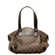 ルイ ヴィトン ダミエ ヴェローナPM ハンドバッグ N41117 ブラウン PVC レザー レディース LOUIS VUITTON 【中古】_画像1