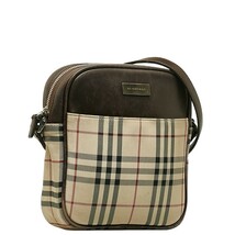 バーバリー ノバチェック 斜め掛け ショルダーバッグ ブラウン ベージュ キャンバス レザー レディース BURBERRY 【中古】_画像2