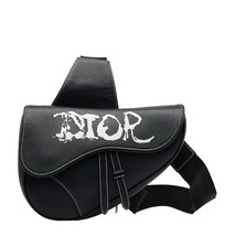 ディオール × PETER DOIG ピーター ドイグ サドルバッグ ボディバッグ ウエストバッグ ブラック レザー レディース Dior 【中古】_画像1