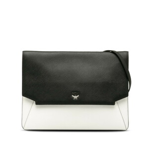  M si- M Flat shoulder bag black white leather lady's MCM [ used ]