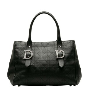 ディオール カナージュ ロゴ ハンドバッグ トートバッグ ブラック レザー レディース Dior 【中古】