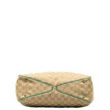 グッチ GGキャンバス トートバッグ ハンドバッグ 113017 ベージュ エメラルドグリーン キャンバス レザー レディース GUCCI 【中古】_画像4