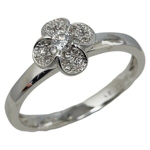  Vendome K18WG white gold diamond 0.13ct flower flower ring ring lady's VANDOME 11 number used 