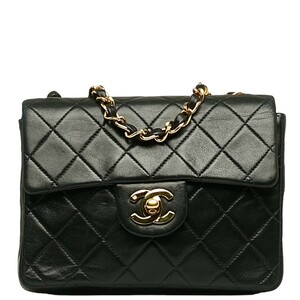 シャネル ミニ マトラッセ ココマーク ゴールド金具 ショルダーバッグ ブラック ラムスキン レディース CHANEL 【中古】