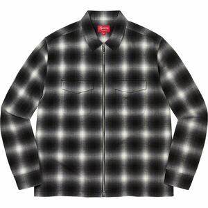 【新品】22FW Supreme Shadow Plaid Flannel Zip Up Shirt 黒 S シュプリーム フランネル シャツ ボックスロゴ Box Logo 長袖シャツ