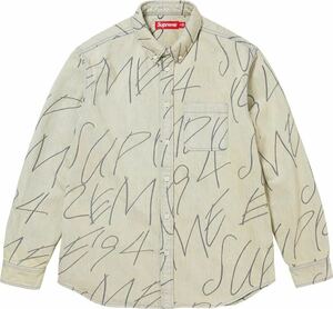 Supreme Handwriting Jacquard Denim Shirt Dirty サイズM シュプリーム デニム シャツ ボックスロゴ Box Logo 長袖シャツ