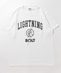 【新品未使用】 LIGHTNING BOLT ライトニングボルト 半袖Tシャツ 定番 L ホワイト サーフ COLLEGE 白 イナズマ カジュアル ストリート