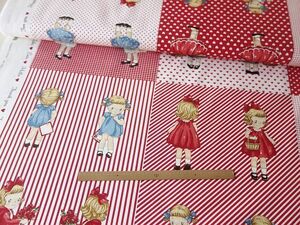 ■約180×108cm巾■QUILTGATE Margaret＆Sophie パネル柄 レッド■