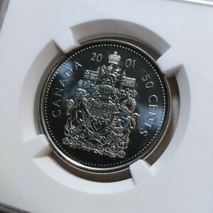 1円スタート! PCGS BRILLIANT UNCIRCULATED 2001 カナダ 50セント硬貨 アンティークコイン モダンコイン