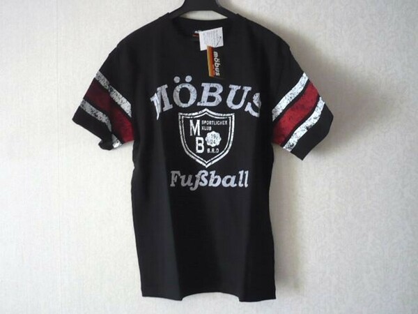 セール★送料込★mobusモーブス★ひび割ロゴTシャツ　futballサッカー　黒