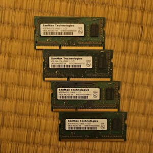 ノートメモリ　SanMaxTecenologies 　4GB 　4枚　PC3L-12800E　動作未確認　ジャンク