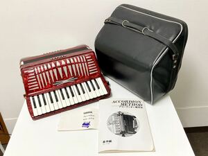 管21729 YAMAHA ヤマハ アコーディオン レッド 赤 32 鍵盤 鍵盤楽器 楽器 説明書 教則本 ソフトケース 付き