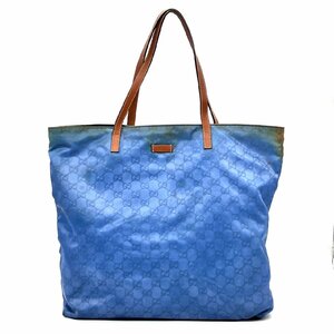 【1円～】グッチ GUCCI GG ナイロントートバッグ ブルー ブラウン 手提げ 鞄 カバン A4 295252 メンズ レディース バッグ