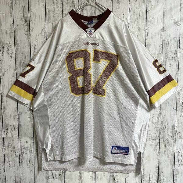 Reebok リーボック NFL REDSKINS レッドスキンズ アメフト ゲームシャツ シルバー 2XL US古着 ビッグサイズ HTK3160