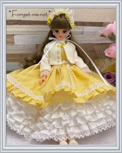 *Forget-me-not*☆送料無料☆yellowワンピースセット☆ジェニーサイズ☆手づくり☆handmade☆一点物☆