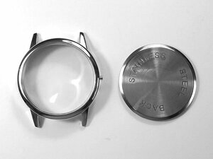  new goods unused wristwatch parts parts case glass attaching silver case width 38,5mm rug width 20mm Junk repair etc. optimum 